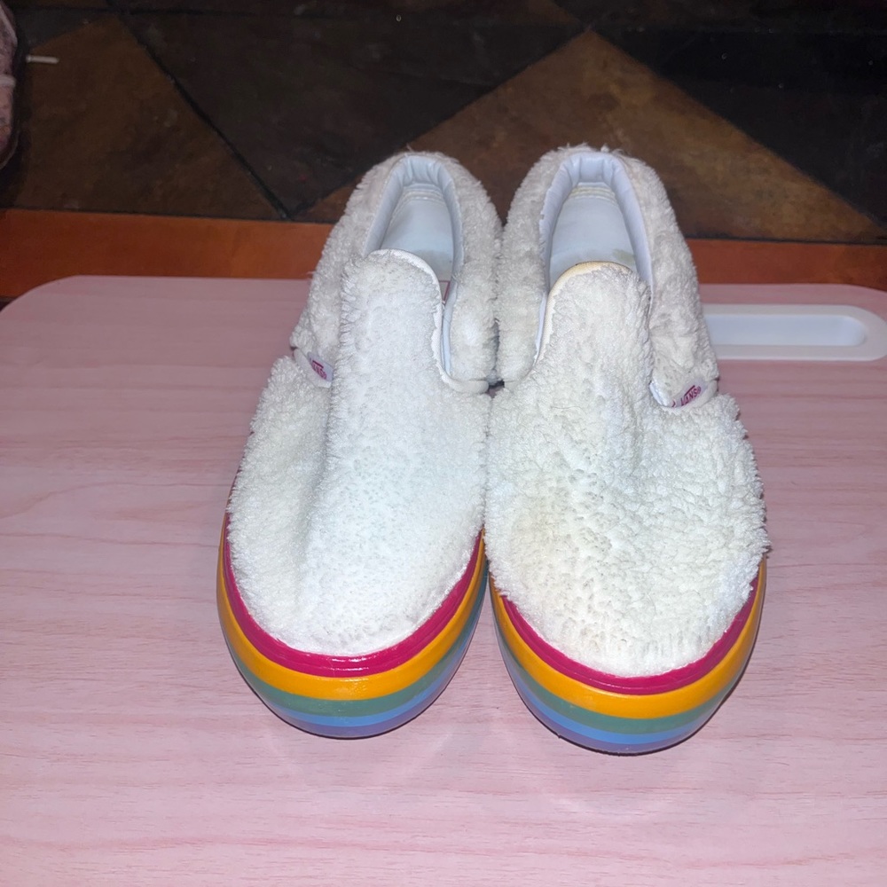 Platform Rainbow Furry Vans